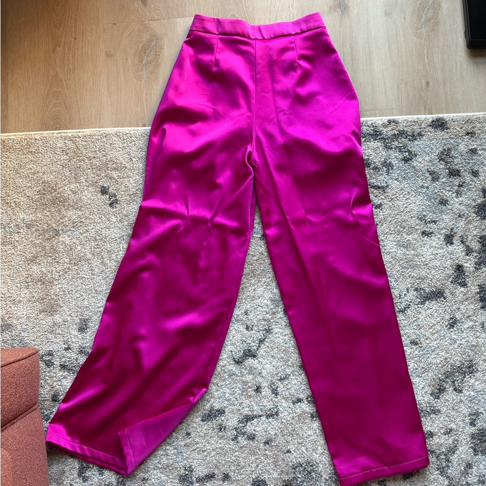 Nasty Gal Hot Pink Satin Dresspant